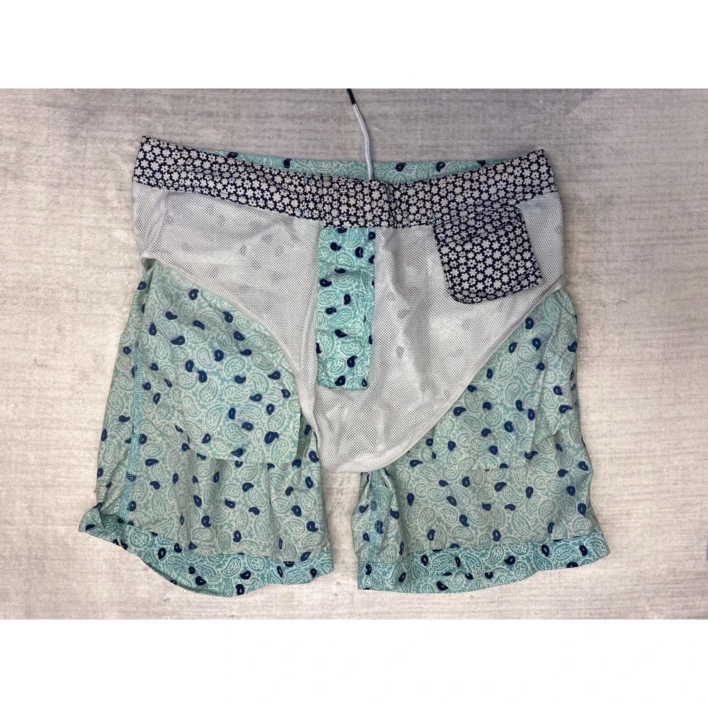 Bonobos Swim Trunks Mens 31 Blue Paisley Lined Drawstring Coastal Resort Wear
